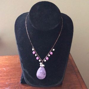 Purple Stone and Pearl Necklace